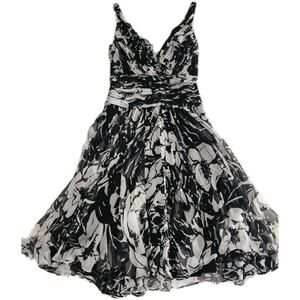 Tadashi Shoji Collection Draped Silk Chiffon Dress Size 4 Black Cocktail Evening